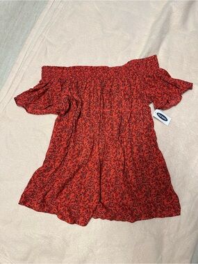 Old Navy Red Floral Off-Shoulder Tunic